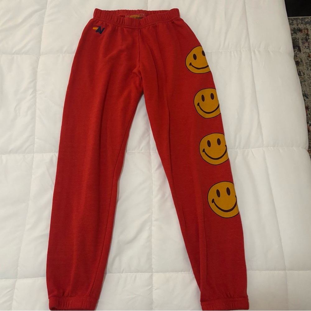 Aviator Nation Red Smiley Sweatpants